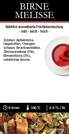 Birne Melisse 10616  Etikett, Zutaten, Zubereitung (OHNE Datum,Gewicht) 40 Stk, 116x60mm, Sprache DE 8531F0D3-3342-4255-8536-BB3C02AAAEE8.jpg