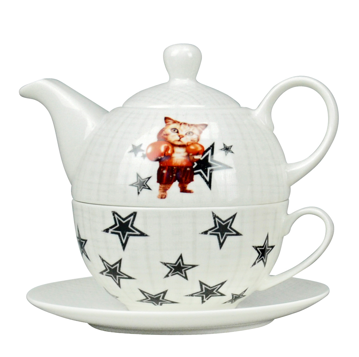Tea for one Set Porzellan mit Unterteller, Dekor Katzenboxer 09BDC9E1-3646-4ACD-A47E-6CD9F155B960.jpg